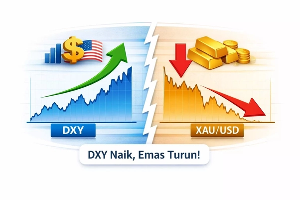 DXY Naik, Emas Turun