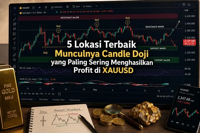 5 Lokasi Terbaik Munculnya Candle Doji yang Paling Sering Menghasilkan Profit di XAUUSD blog post