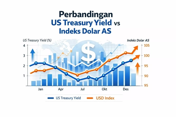 perbandingan USD treasury dan USD Index