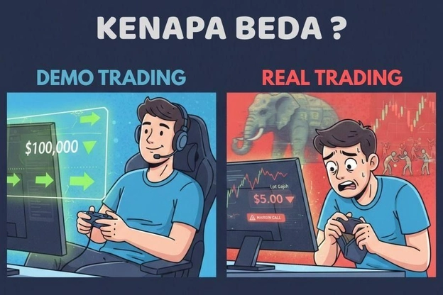 perbedaan akun demo dan real pada trading
