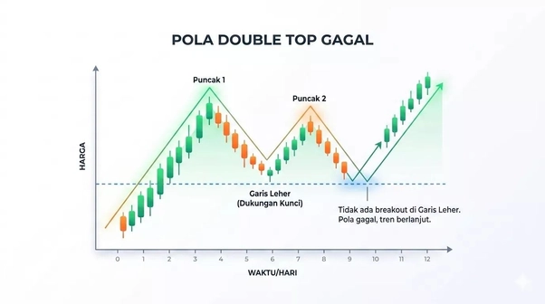 pola double top gagal