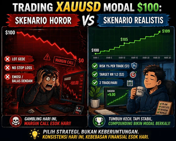 trading emas modal $100
