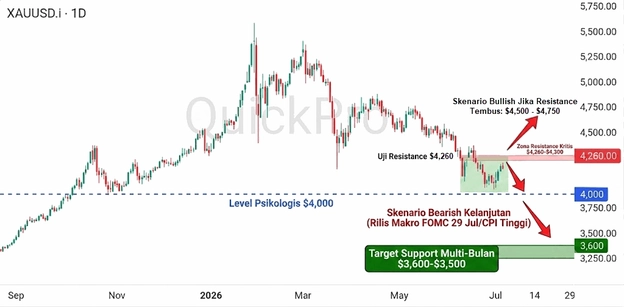 Outlook bulanan XAUUSD Juli 2026 Outlook bulanan XAUUSD Juli 2026