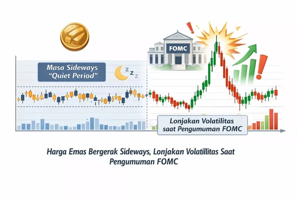 Harga emas bergerak sideways Harga emas bergerak sideways
