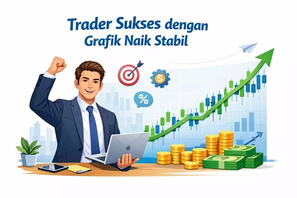 Trader sukses dengan grafik stabil dan naik Trader sukses dengan grafik stabil dan naik
