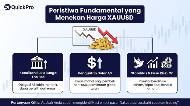 Peristiwa fundamental menekan harga XAUUSD Peristiwa fundamental menekan harga XAUUSD